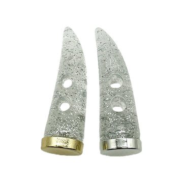 Botones de resina en forma de cuerno de 55 mm con brillo plateado y lustre de perla 20 piezas