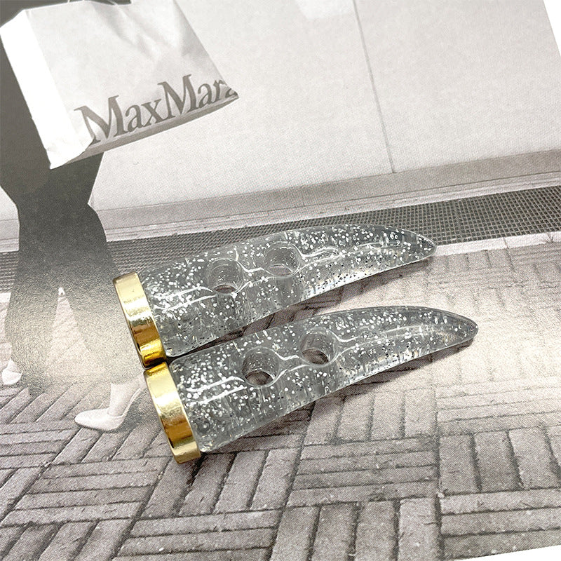 Botones de resina en forma de cuerno de 55 mm con brillo plateado y lustre de perla 20 piezas