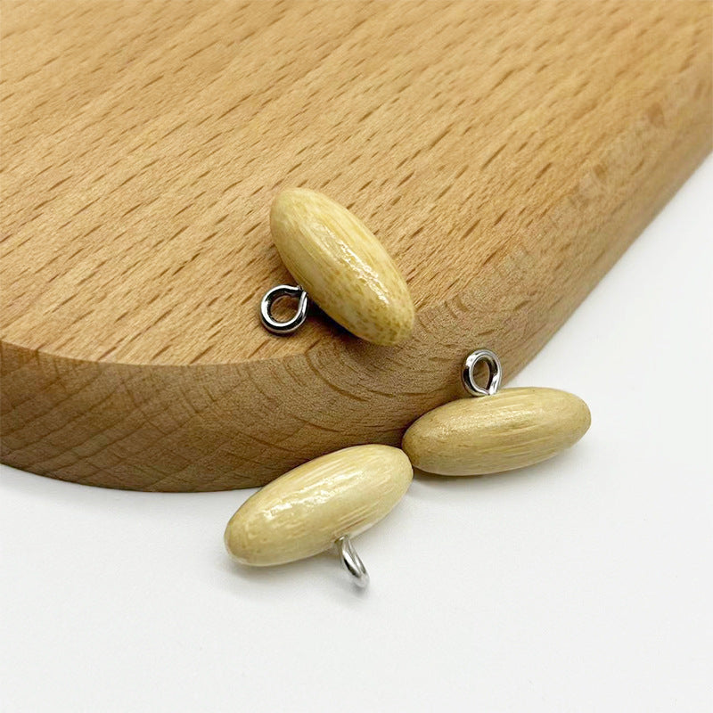 Bottoni in bambù a forma di oliva da 20 mm con gambe in metallo per maglioni lavorati a maglia 30 pezzi