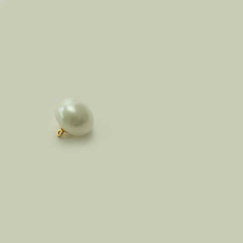 10/12/14/16mm Round Oblate Chinese White Pearl Buttons with Metal Shank 50pcs