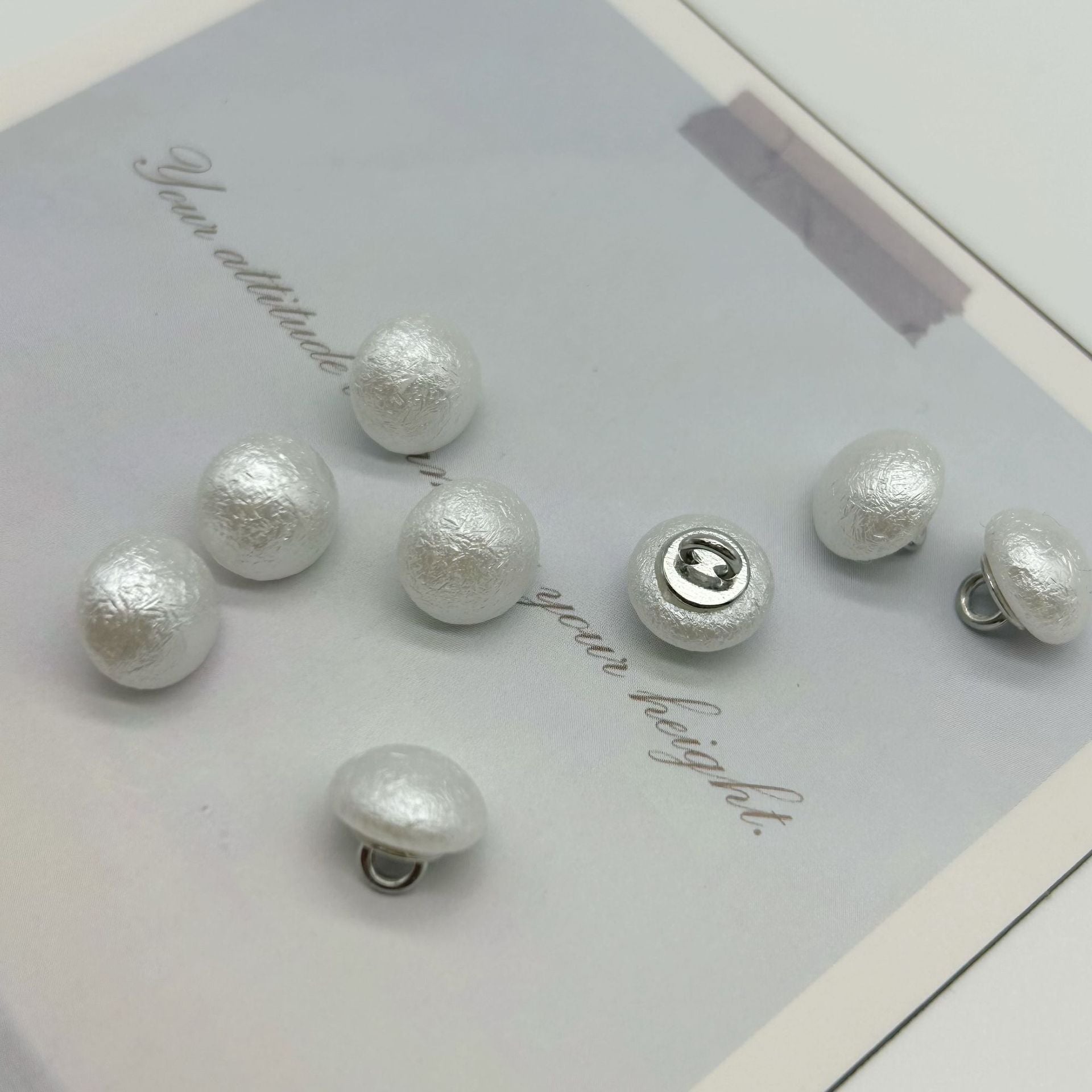 10mm Round Wrinkled Pearl Buttons and White Square Pearl Buttons 40pcs
