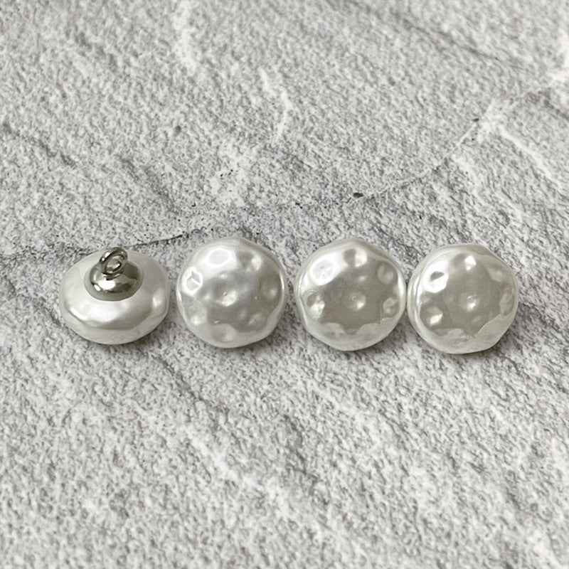 14mm Square Round White Pearl Buttons with Metal Shanks for Women's Shirts 12pcs - Lots of Buttons