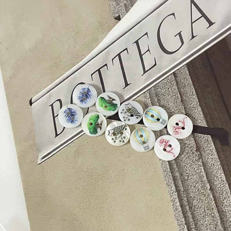 11.5mm Animal Plant Pearl Shell Two-hole Buttons for Children's Shirts 36 Pack - Lots of Buttons