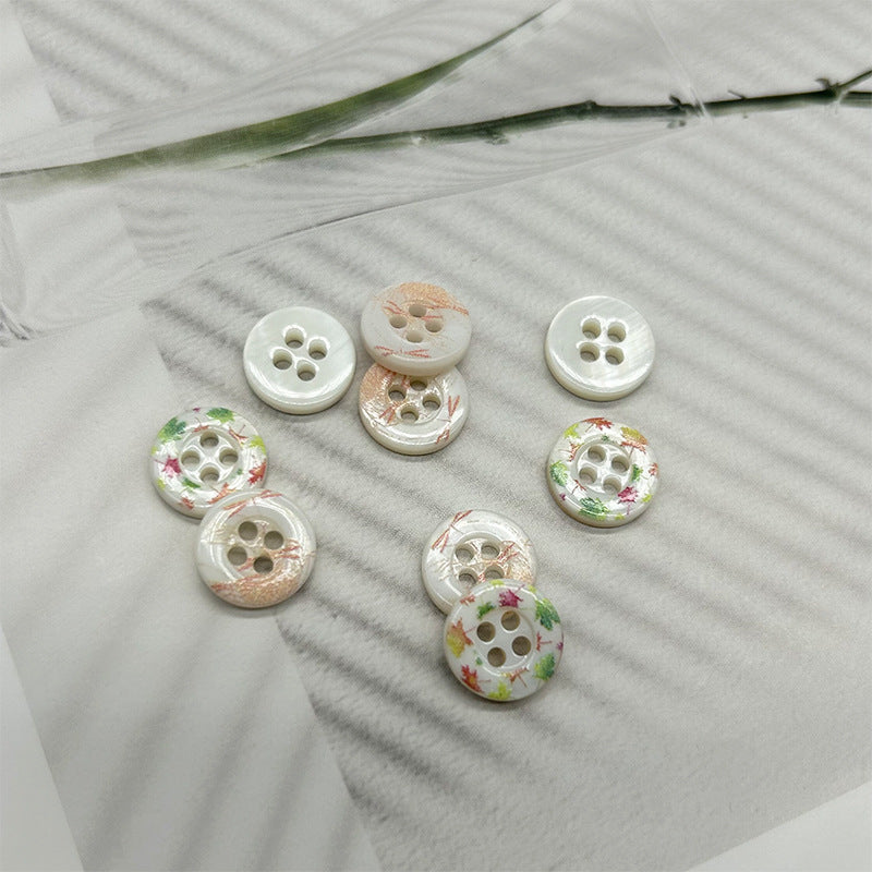 11,5mm Bottoni in Conchiglia Perla Colorata a Pois Stile Etnico Vintage 30pz