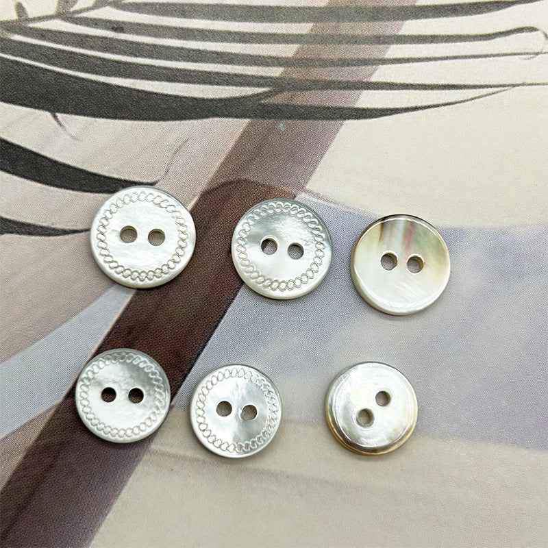 10/11.8mm Two-Hole White Mabe Pearl Shell Buttons for Children's Clothing 30pcs - Lots of Buttons