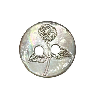 Bottoni in conchiglia marrone a due fori con motivo a rosa da 11,5 mm per camicie e maglieria, 30 pezzi