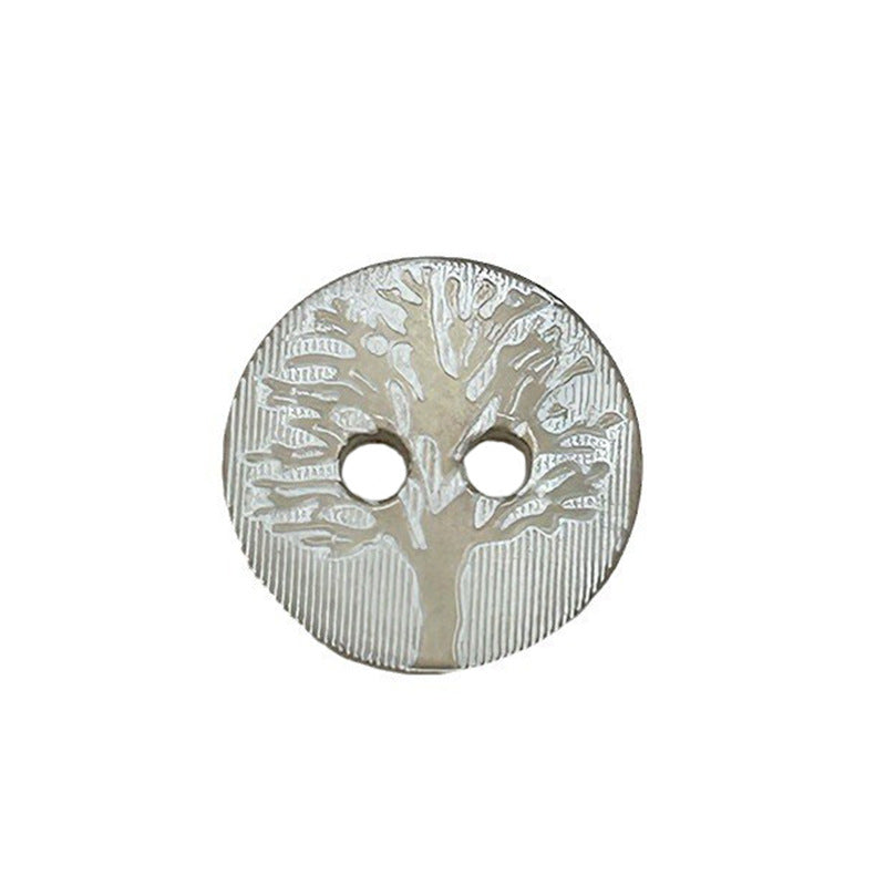 11,5mm Tondi 2 Fori Vintage Verde Bamboo/Marrone Bottoni Grande Albero di Conchiglia 30pz