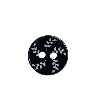 11,5 mm Tondi 2 Fori Vintage Foglia di Salice Pattern Bottoni Piatto in Conchiglia Nera 40PCS