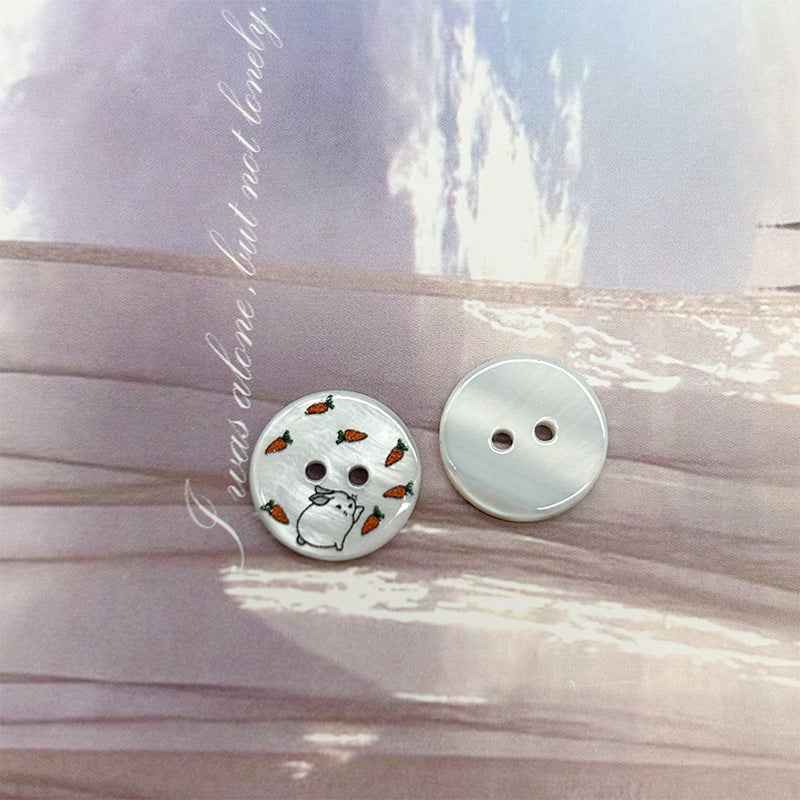 11.5/15mm Round 2-Hole Bunny and Carrot Shell Buttons for Children's Shirts Cardigans - Lots of Buttons