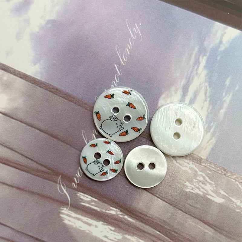 11.5/15mm Round 2-Hole Bunny and Carrot Shell Buttons for Children's Shirts Cardigans - Lots of Buttons