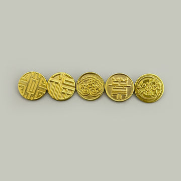 15/20mm New Chinese Style Metal Hand Sewing Buttons with Characters Shanks
