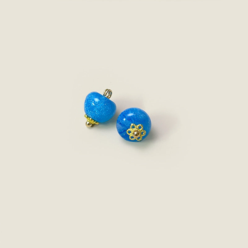 10mm Chinese Style Colorful Glazed Buttons with Metal Shanks 50pcs