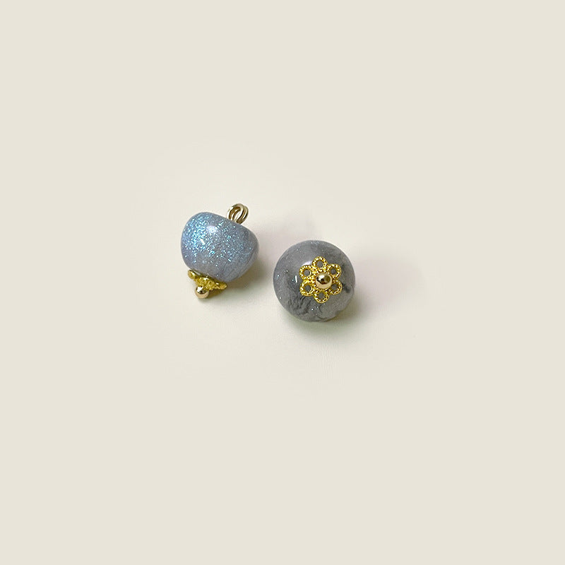 10mm Chinese Style Colorful Glazed Buttons with Metal Shanks 50pcs