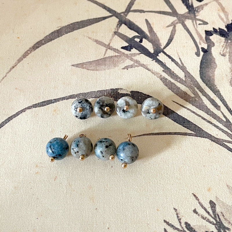10mm Bottoni in Pietra Grigia-Bianca Vintage Cinese per Cheongsam 20pz