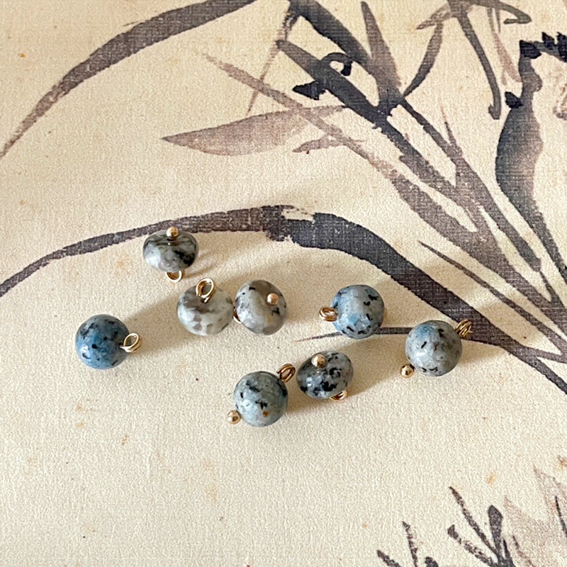 10mm Bottoni in Pietra Grigia-Bianca Vintage Cinese per Cheongsam 20pz