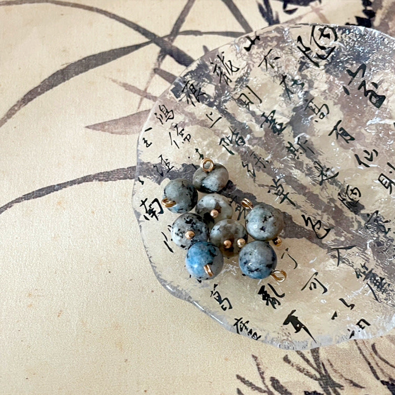 10mm Bottoni in Pietra Grigia-Bianca Vintage Cinese per Cheongsam 20pz