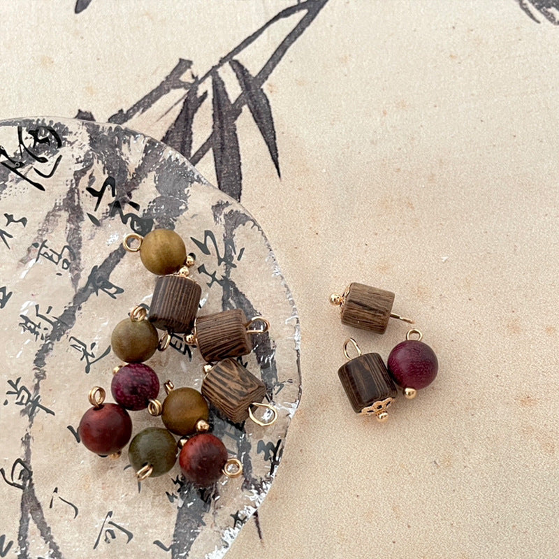 8mm Wooden Buttons Red Sandalwood Beads for Chinese Style Tang Suit Hanfu 50pcs