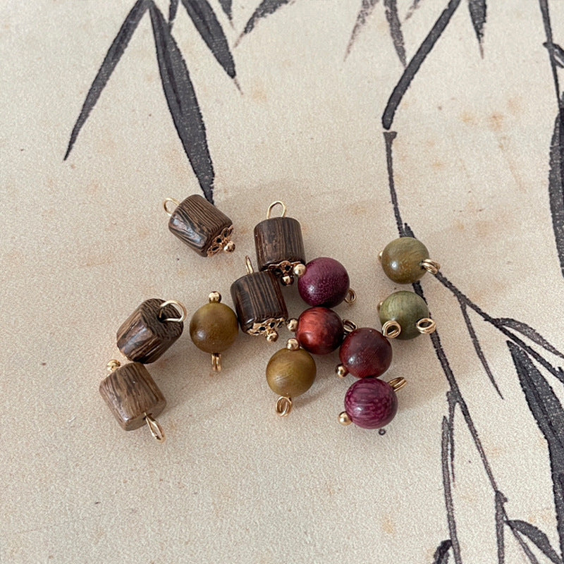 8mm Wooden Buttons Red Sandalwood Beads for Chinese Style Tang Suit Hanfu 50pcs