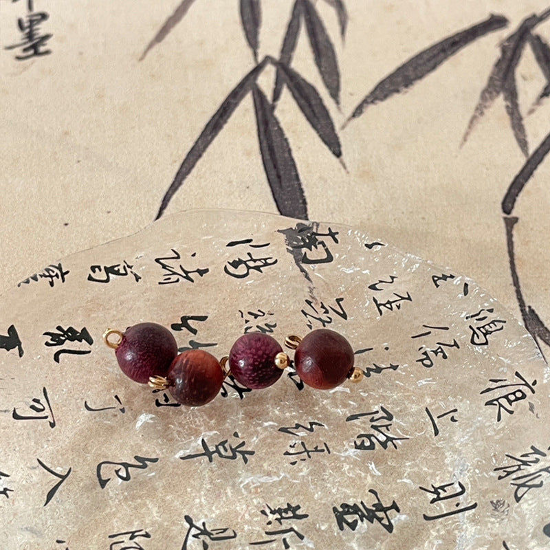 8mm Wooden Buttons Red Sandalwood Beads for Chinese Style Tang Suit Hanfu 50pcs