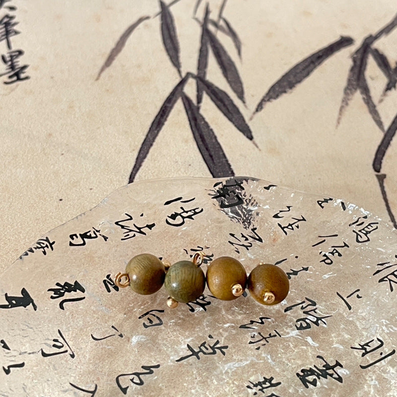 8mm Wooden Buttons Red Sandalwood Beads for Chinese Style Tang Suit Hanfu 50pcs