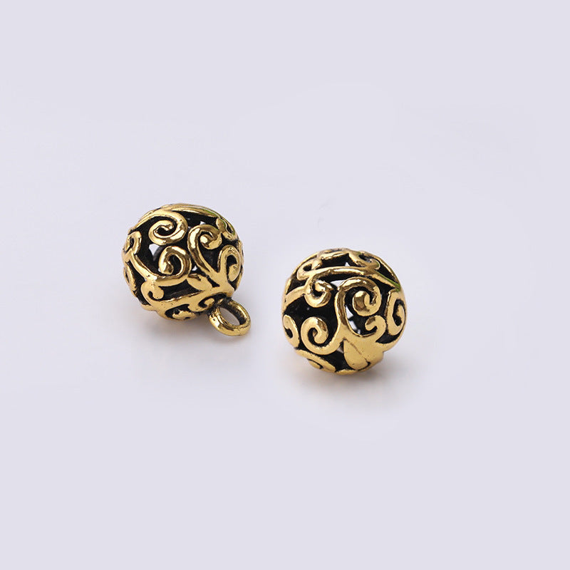10mm Retro Gold Silver Chinese Style Round Hollow Cloud Metal Buttons for Cheongsam 100pcs