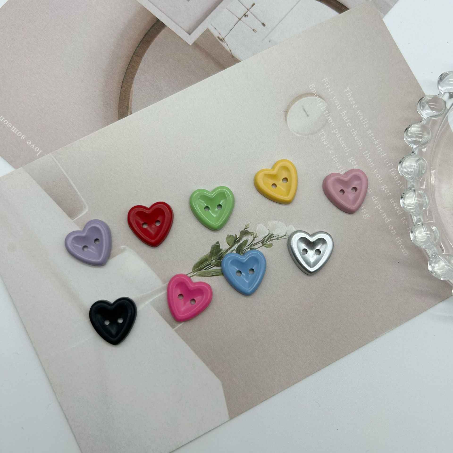 12/15mm Macaron Two Hole Heart Buttons for Children's Sweaters DIY 100 Pack - Lots of Buttons