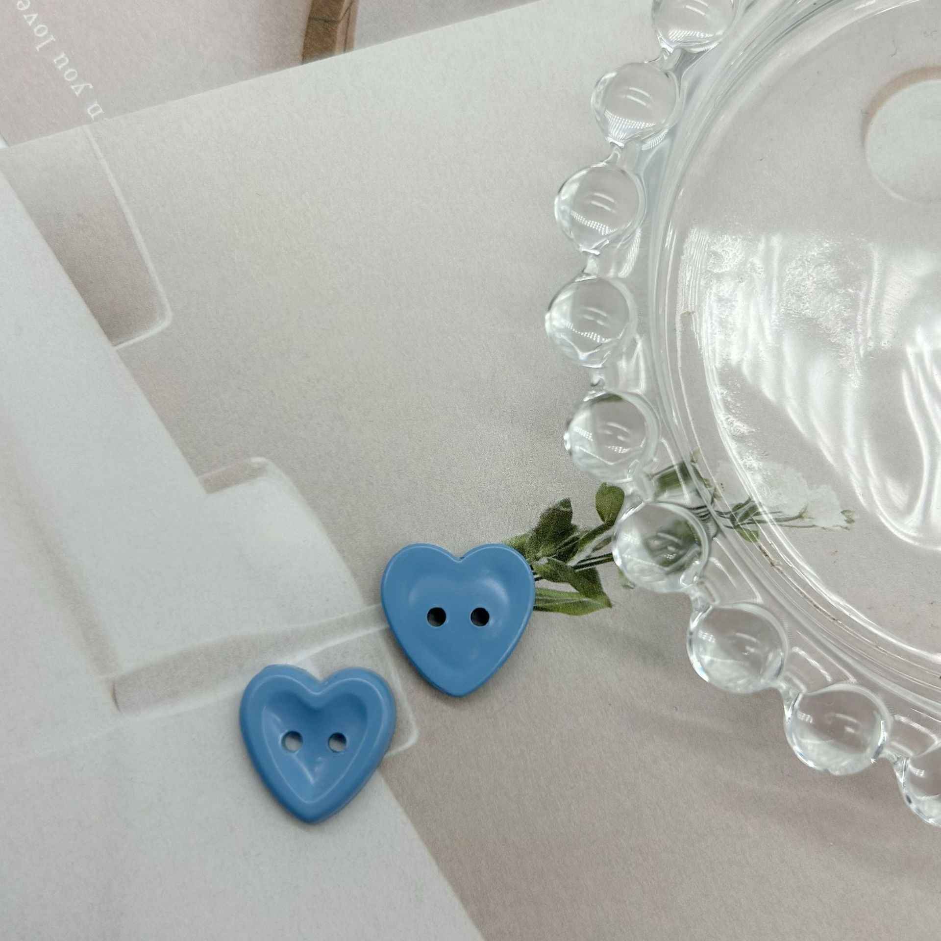 12/15mm Macaron Two Hole Heart Buttons for Children's Sweaters DIY 100 Pack - Lots of Buttons
