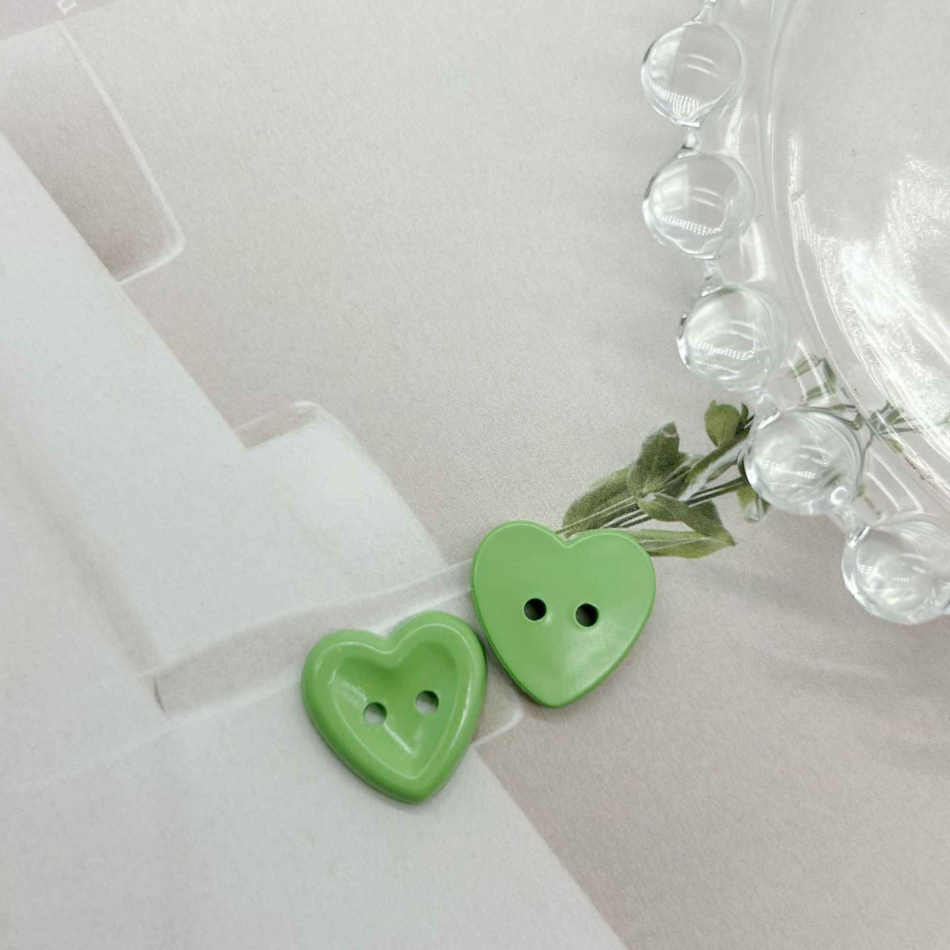 12/15mm Macaron Two Hole Heart Buttons for Children's Sweaters DIY 100 Pack - Lots of Buttons