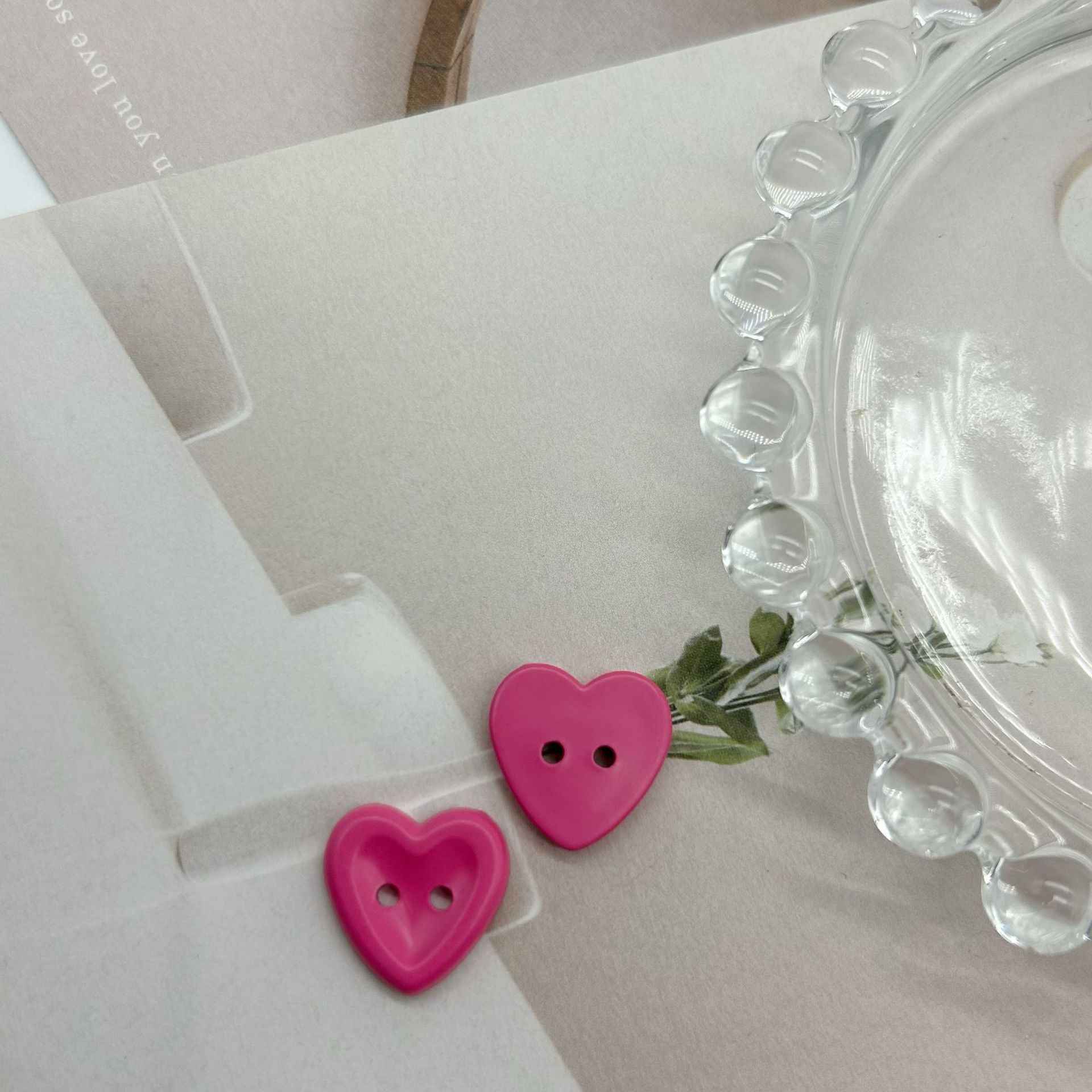 12/15mm Macaron Two Hole Heart Buttons for Children's Sweaters DIY 100 Pack - Lots of Buttons