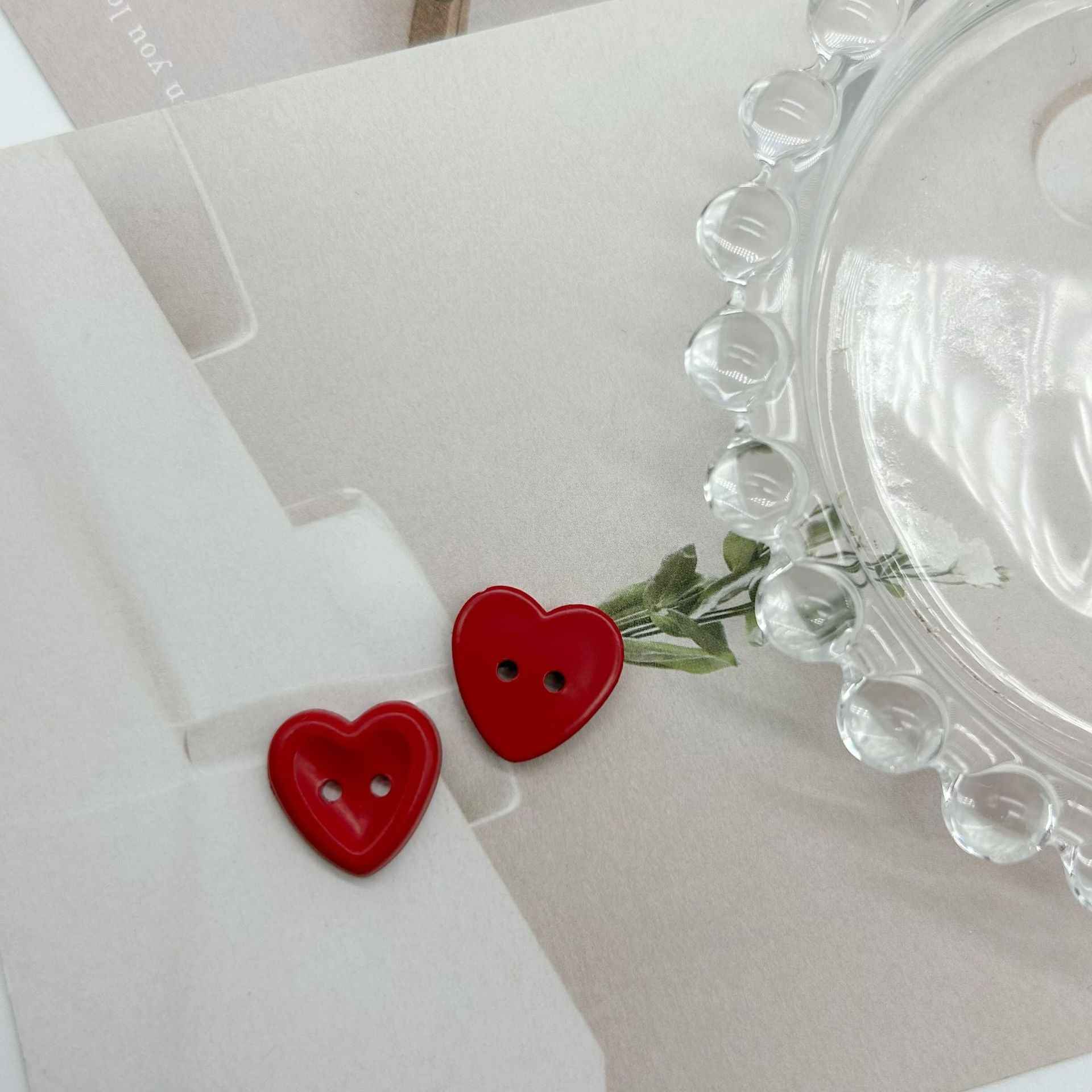 12/15mm Macaron Two Hole Heart Buttons for Children's Sweaters DIY 100 Pack - Lots of Buttons