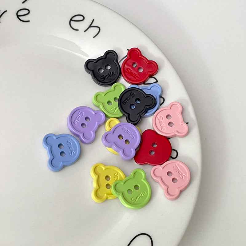 15/18mm Cartoon Teddy Bear Head Plastic Buttons for Children's Clothing 80 Pack - Lots of Buttons