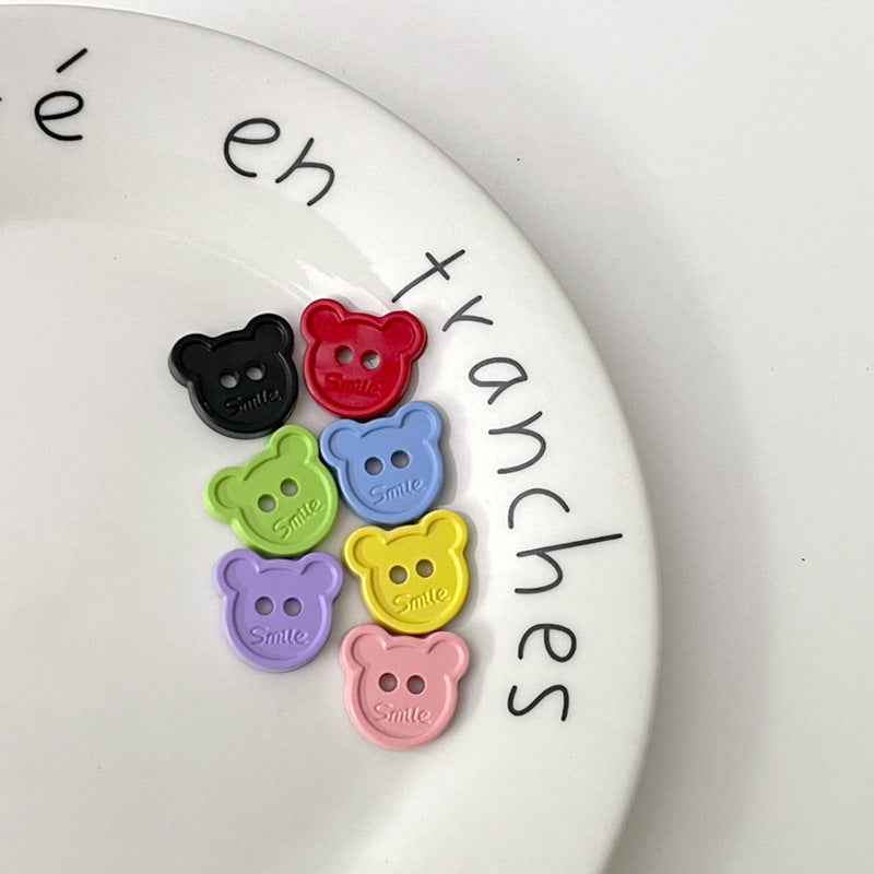 15/18mm Cartoon Teddy Bear Head Plastic Buttons for Children's Clothing 80 Pack - Lots of Buttons