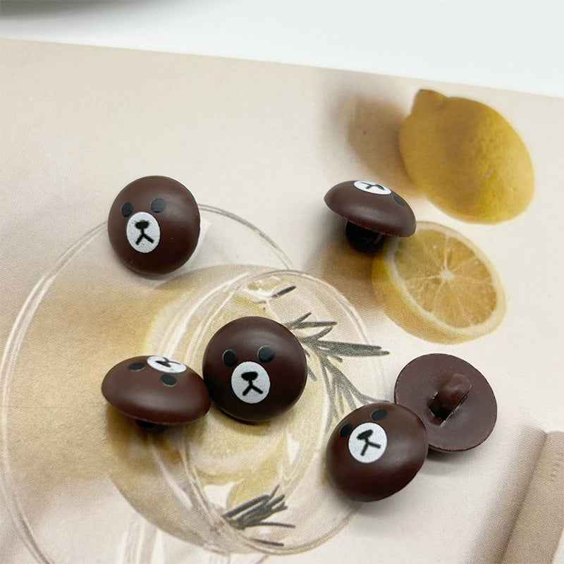 15mm Cartoon Brown Bear Plastic Buttons for Children's Sweater Knitted Sock 60pcs - Lots of Buttons