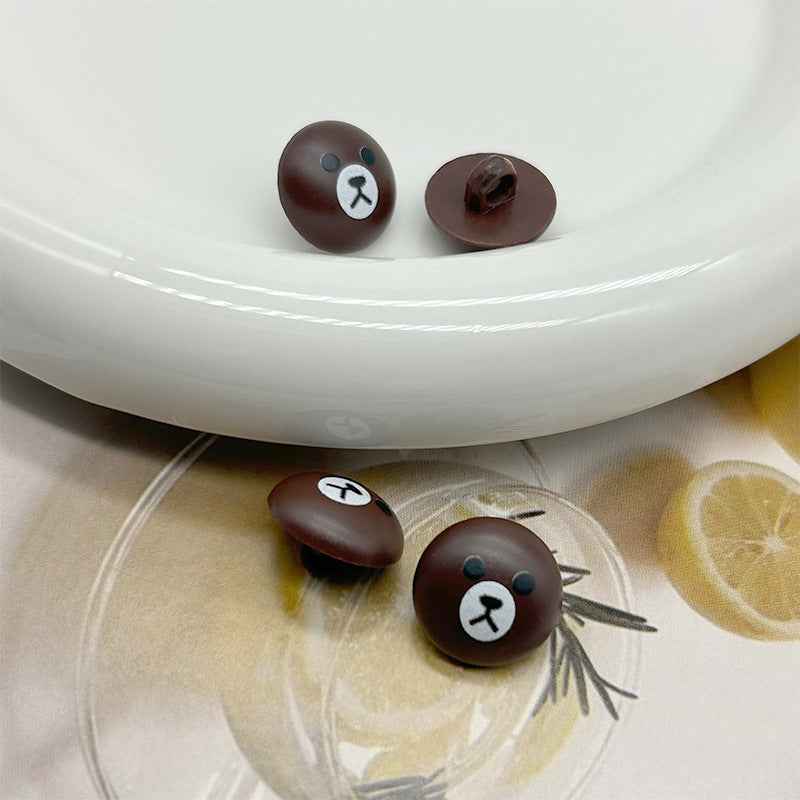 15mm Cartoon Brown Bear Plastic Buttons for Children's Sweater Knitted Sock 60pcs - Lots of Buttons