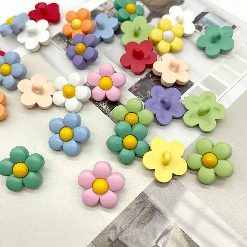 15/18mm Plastic Colorful Flower Shank Buttons for Children's Clothing 44 Pack - Lots of Buttons