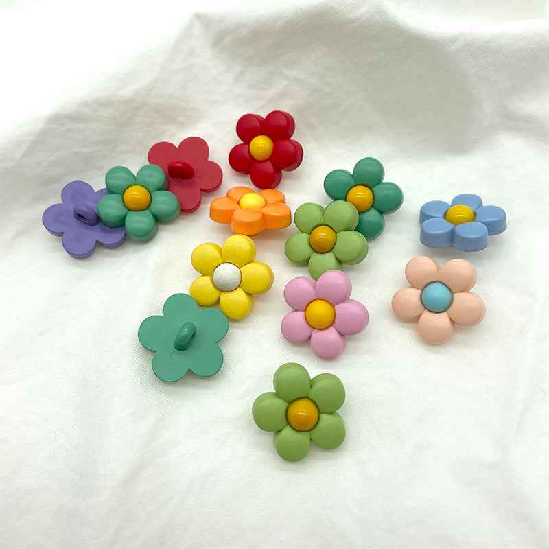15/18mm Plastic Colorful Flower Shank Buttons for Children's Clothing 44 Pack - Lots of Buttons