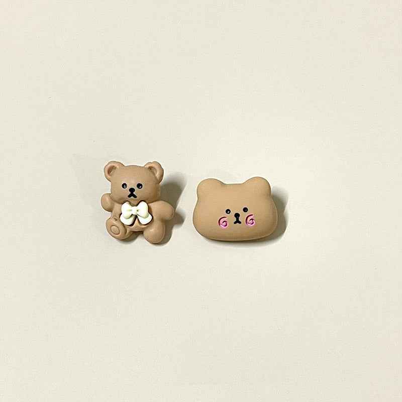20mm Cartoon Brown Bear Resin Buttons with Metal Shanks for Children's Clothing 50pcs - Lots of Buttons
