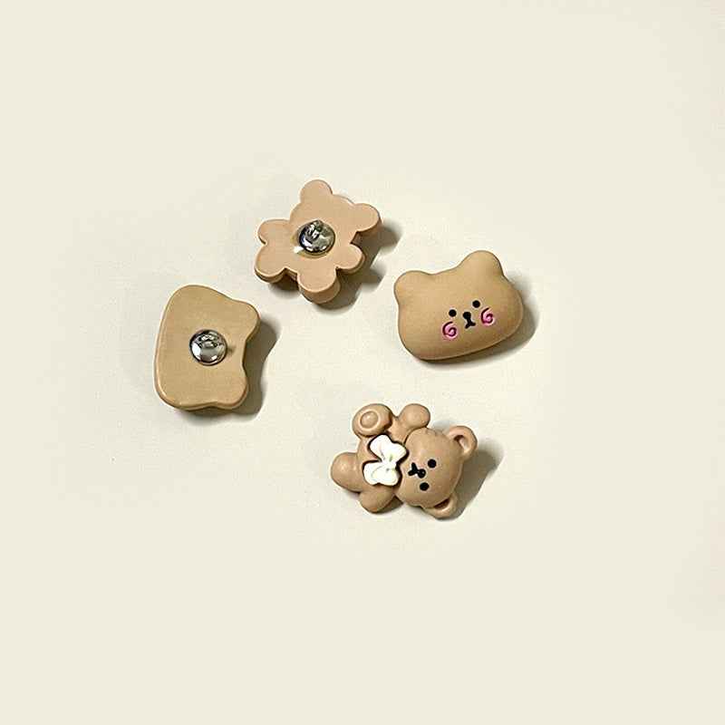 20mm Cartoon Brown Bear Resin Buttons with Metal Shanks for Children's Clothing 50pcs - Lots of Buttons