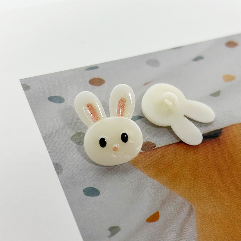 21,5x16,5mm Jelly Witte Kleine Konijn Knopen met Schenkel voor Kinderen 30st