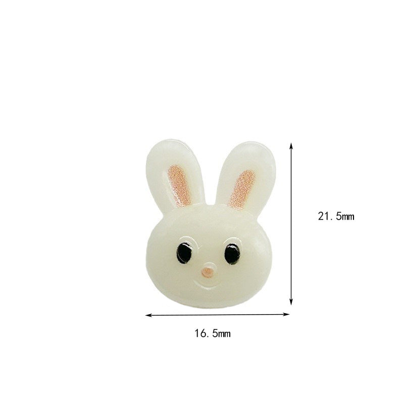 21,5x16,5mm Jelly Witte Kleine Konijn Knopen met Schenkel voor Kinderen 30st