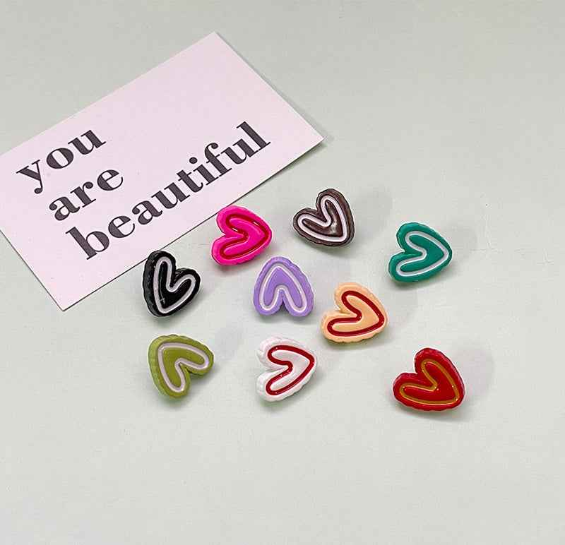 17mm Colorful Cartoon Double Heart Plastic Buttons for Children's Garments 54 Pack - Lots of Buttons