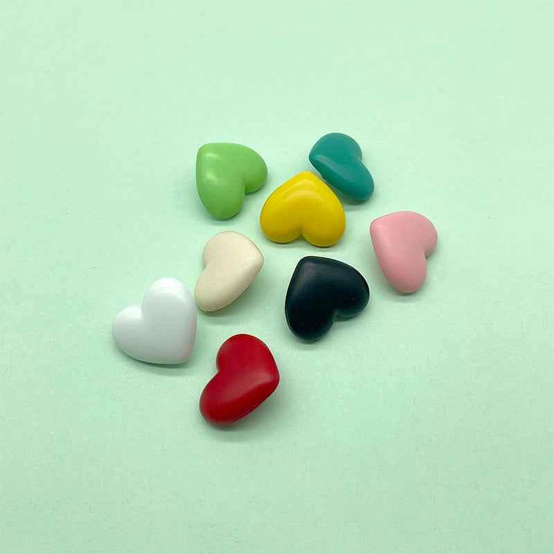 18/21.5mm Colorful Heart-Shaped Plastic Shank Buttons for Children's Garments 48 Pack - Lots of Buttons