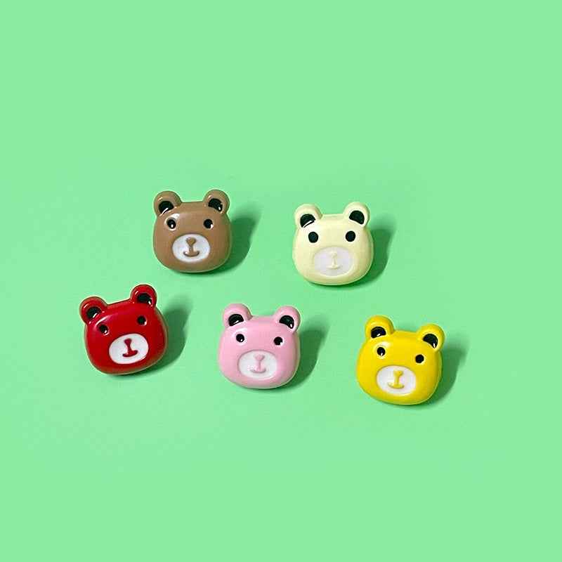 15mm Cartoon Colorful Bear Head Plastic Shank Buttons for Children's Sweaters 50 Pack - Lots of Buttons