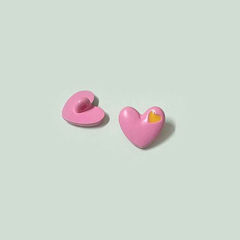 15/18mm Cartoon Cute Colorful Heart-Shaped Children's Buttons with Shanks 70 Pack - Lots of Buttons