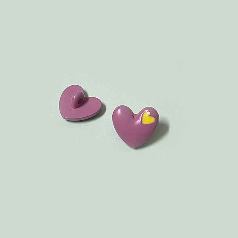 15/18mm Cartoon Cute Colorful Heart-Shaped Children's Buttons with Shanks 70 Pack - Lots of Buttons