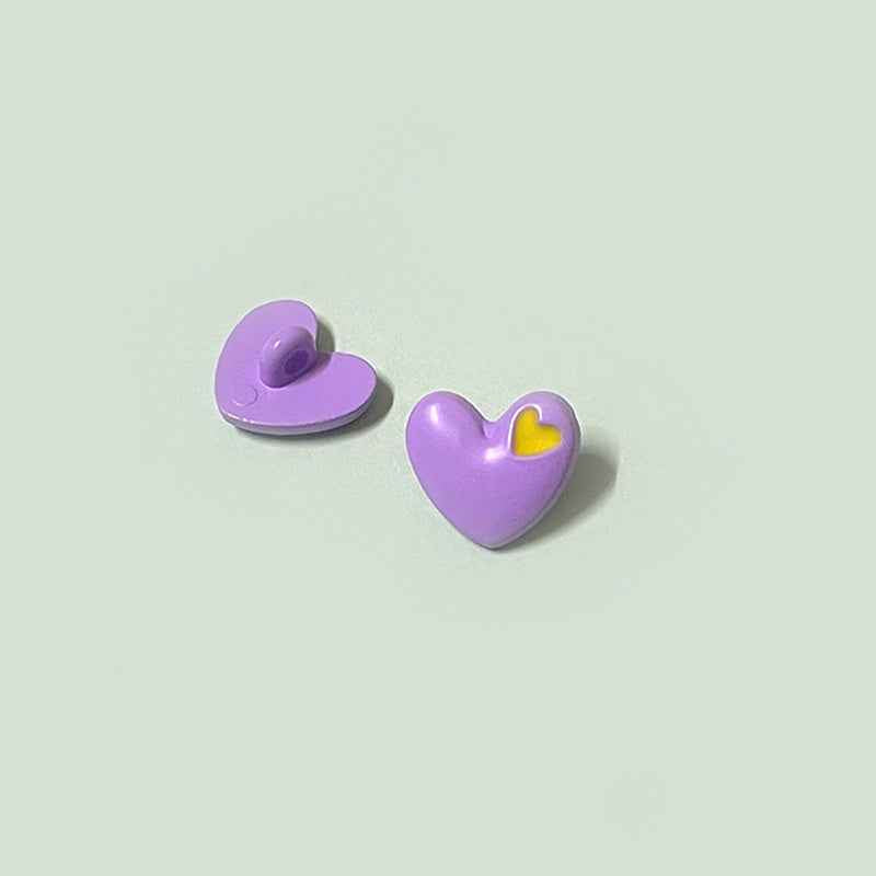 15/18mm Cartoon Cute Colorful Heart-Shaped Children's Buttons with Shanks 70 Pack - Lots of Buttons