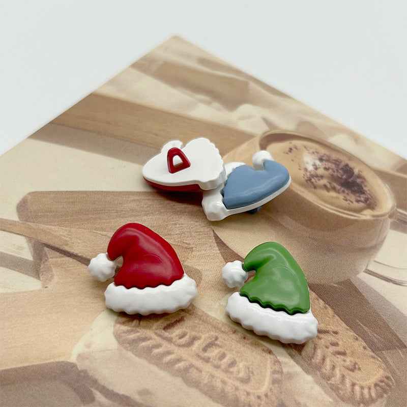 20mm Christmas Themed Colorful Hat Plastic Shank Buttons for Children's Cape Coat 49 Pack - Lots of Buttons