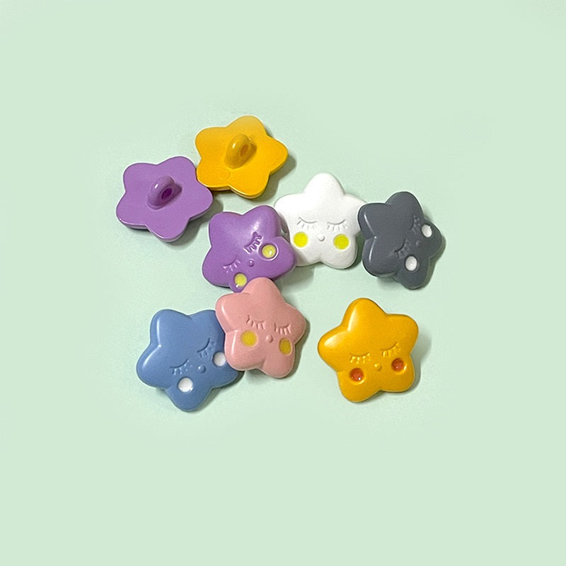 Boutons en plastique en forme d'étoile colorés de 15/18 mm pour vêtements de bébé, pack de 60