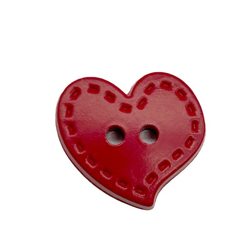 15/18mm Macaron-Colored Dotted-Line Heart-Shaped Plastic 2-Hole Buttons 54 Pack