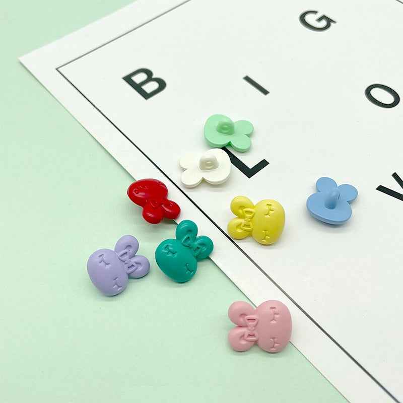 16.5mm 3D Bunny-Shaped Colorful Plastic Buttons for Children's Clothing 200 Pack - Lots of Buttons